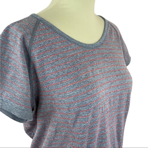 ATHLETA striped gathered front short sleeve top size XL - Picture 4 of 8